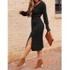 MEROKEETY Women’s Winter Spring Long Sleeve Sweater Dress 2026 Fall V Neck Cable Knit Slit Bodycon Midi Dresses(Black)