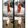 MEROKEETY Women’s Winter Spring Long Sleeve Sweater Dress 2026 Fall V Neck Cable Knit Slit Bodycon Midi Dresses(Brick)