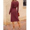 MEROKEETY Women’s Winter Spring Long Sleeve Sweater Dress 2026 Fall V Neck Cable Knit Slit Bodycon Midi Dresses(Burgundy)