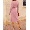 MEROKEETY Women’s Winter Spring Long Sleeve Sweater Dress 2026 Fall V Neck Cable Knit Slit Bodycon Midi Dresses(Dustypink)