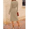 MEROKEETY Women’s Winter Spring Long Sleeve Sweater Dress 2026 Fall V Neck Cable Knit Slit Bodycon Midi Dresses(Khaki)