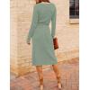 MEROKEETY Women’s Winter Spring Long Sleeve Sweater Dress 2026 Fall V Neck Cable Knit Slit Bodycon Midi Dresses(Sage)