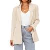 MEROKEETY Blazers for Women Business Casual 2025 Fall Oversized Long Sleeve Lapel Suit Jacket Work Office Blazer(Apricot)