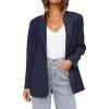 MEROKEETY Blazers for Women Business Casual 2025 Fall Oversized Long Sleeve Lapel Suit Jacket Work Office Blazer(Navy)