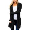 MEROKEETY Long Cardigans for Women 2026 Fall Winter Hooded Long Sleeve Open Front Sweaters with Pockets(Black)