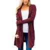 MEROKEETY Long Cardigans for Women 2026 Fall Winter Hooded Long Sleeve Open Front Sweaters with Pockets(Burgundy)