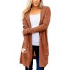 MEROKEETY Long Cardigans for Women 2026 Fall Winter Hooded Long Sleeve Open Front Sweaters with Pockets(Caramel)