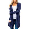MEROKEETY Long Cardigans for Women 2026 Fall Winter Hooded Long Sleeve Open Front Sweaters with Pockets(Navy)