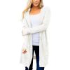 MEROKEETY Long Cardigans for Women 2026 Fall Winter Hooded Long Sleeve Open Front Sweaters with Pockets(Off-white)