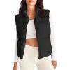 MEROKEETY Puffer Vest Women 2025 Fall Winter Sleeveless Jackets Lightweight Warm Stand Collar Quilted Zip Up Coat(Black)