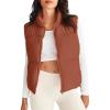 MEROKEETY Puffer Vest Women 2025 Fall Winter Sleeveless Jackets Lightweight Warm Stand Collar Quilted Zip Up Coat(Brown)