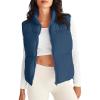 MEROKEETY Puffer Vest Women 2025 Fall Winter Sleeveless Jackets Lightweight Warm Stand Collar Quilted Zip Up Coat(Darkblue)