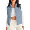 MEROKEETY Puffer Vest Women 2025 Fall Winter Sleeveless Jackets Lightweight Warm Stand Collar Quilted Zip Up Coat(Dustyblue)