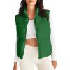 MEROKEETY Puffer Vest Women 2025 Fall Winter Sleeveless Jackets Lightweight Warm Stand Collar Quilted Zip Up Coat(Green)