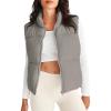 MEROKEETY Puffer Vest Women 2025 Fall Winter Sleeveless Jackets Lightweight Warm Stand Collar Quilted Zip Up Coat(Grey)