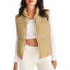MEROKEETY Puffer Vest Women 2025 Fall Winter Sleeveless Jackets Lightweight Warm Stand Collar Quilted Zip Up Coat(Khaki)