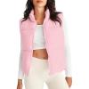 MEROKEETY Puffer Vest Women 2025 Fall Winter Sleeveless Jackets Lightweight Warm Stand Collar Quilted Zip Up Coat(Pink)