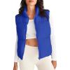 MEROKEETY Puffer Vest Women 2025 Fall Winter Sleeveless Jackets Lightweight Warm Stand Collar Quilted Zip Up Coat(Royal)