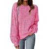 MEROKEETY Sweaters for Women Fall Winter 2026 Oversized Pullover Spring Crew Neck Long Sleeve Heathered Knit Tops(Rose)