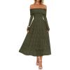 MEROKEETY Women’s 2025 Fall Long Sleeve Floral Midi Dress Off Shoulder Wedding Guest Formal Long Flowy Dresses(Army Green)