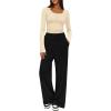 MEROKEETY Women’s 2025 Fall Two Piece Airport Outfits Lounge Sets Henley Shirts Wide Leg Pants Matching Sets(Beige Black)