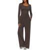 MEROKEETY Women’s 2025 Fall Two Piece Airport Outfits Lounge Sets Henley Shirts Wide Leg Pants Matching Sets(Coffee)
