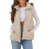 MEROKEETY Womens 2025 Puffer Vest Sleeveless Zip Up Quilted Coat Stand Collar Gilet Jacket With Pockets(Apricot)