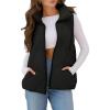 MEROKEETY Womens 2025 Puffer Vest Sleeveless Zip Up Quilted Coat Stand Collar Gilet Jacket With Pockets(Black)