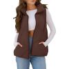 MEROKEETY Womens 2025 Puffer Vest Sleeveless Zip Up Quilted Coat Stand Collar Gilet Jacket With Pockets(Coffee)