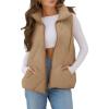 MEROKEETY Womens 2025 Puffer Vest Sleeveless Zip Up Quilted Coat Stand Collar Gilet Jacket With Pockets(Khaki)