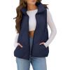MEROKEETY Womens 2025 Puffer Vest Sleeveless Zip Up Quilted Coat Stand Collar Gilet Jacket With Pockets(Navy)