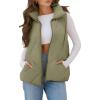 MEROKEETY Womens 2025 Puffer Vest Sleeveless Zip Up Quilted Coat Stand Collar Gilet Jacket With Pockets(Peagreen)