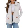 MEROKEETY Womens 2025 Puffer Vest Sleeveless Zip Up Quilted Coat Stand Collar Gilet Jacket With Pockets(White)