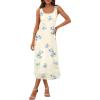 MEROKEETY Women’s 2025 Summer Floral Midi Dress Casual Flowy Mesh Boho Vacation Beach Sundress(Apricot)