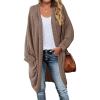 MEROKEETY Women’s 2026 Fall Waffle Knit Batwing Long Sleeve Cardigan Loose Open Front Sweater Coat(Brown)