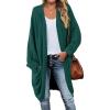 MEROKEETY Women’s 2026 Fall Waffle Knit Batwing Long Sleeve Cardigan Loose Open Front Sweater Coat(Dark Green)
