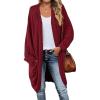 MEROKEETY Women’s 2026 Fall Waffle Knit Batwing Long Sleeve Cardigan Loose Open Front Sweater Coat(Wine)