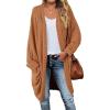 MEROKEETY Women’s 2026 Fall Waffle Knit Batwing Long Sleeve Cardigan Loose Open Front Sweater Coat(Yellow Brown)