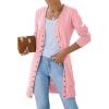 MEROKEETY Women’s 2026 Spring Long Sleeve Cardigan Sweater Lightweight Snap Button Down Open Front Casual Outfit(Pink)