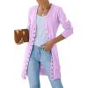 MEROKEETY Women’s 2026 Spring Long Sleeve Cardigan Sweater Lightweight Snap Button Down Open Front Casual Outfit(Purple)