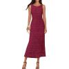 MEROKEETY Womens 2026 Summer Floral Maxi Dress Sleeveless Tie Waist Elegant Bodycon Wedding Guest Vacation Party Long Dresses(Wine)
