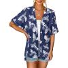 MEROKEETY Women’s 2026 Summer Lightweight Kimono Cardigan Short Sleeve Open Front Casual Loose Trendy Beach Cover Ups(Floralnavy)