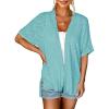 MEROKEETY Women’s 2026 Summer Lightweight Kimono Cardigan Short Sleeve Open Front Casual Loose Trendy Beach Cover Ups(Lake Blue)