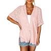 MEROKEETY Women’s 2026 Summer Lightweight Kimono Cardigan Short Sleeve Open Front Casual Loose Trendy Beach Cover Ups(Light Pink)