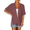 MEROKEETY Women’s 2026 Summer Lightweight Kimono Cardigan Short Sleeve Open Front Casual Loose Trendy Beach Cover Ups(Maroon)