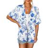 MEROKEETY Women’s 2026 Summer Lightweight Kimono Cardigan Short Sleeve Open Front Casual Loose Trendy Beach Cover Ups(White Blue)