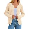 MEROKEETY Women’s Cable Knit Open Front Cardigan Sweaters Fall Long Sleeve Button Down Soft Outwear(Apricot)
