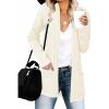 MEROKEETY Women’s Casual Long Sleeve Open Front Cable Knit Cardigans Lightweight Solid Color with Pockets(Beige)