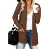 MEROKEETY Women’s Casual Long Sleeve Open Front Cable Knit Cardigans Lightweight Solid Color with Pockets(Coffee)