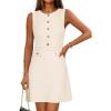 MEROKEETY Women’s Formal Work Mini Dress Casual Summer Sleeveless Elegant Button Bussiness Office Outfits